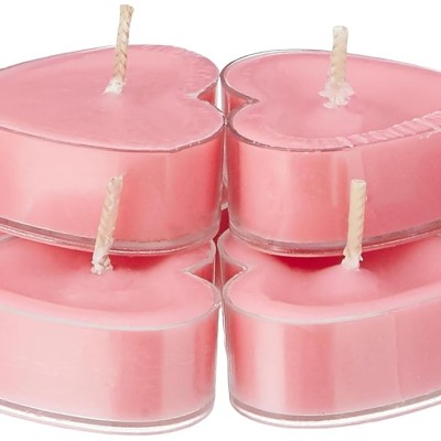 Wick-a-Roo - Heart Tealight Candles | Smokeless | No Residue | 4 Hours Burn Time (Set of 8, Rose)