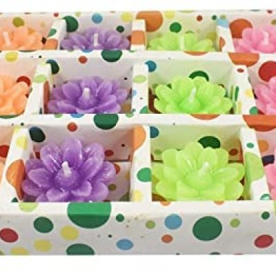 FESTIVE BLESSINGS Flower Theme Designer Waterproof Floating Tealight Candles for Diwali, Party Home Decorations (Pack of 12)