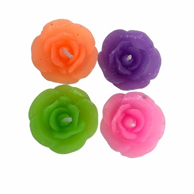 Floating Rose Decorative Designer Smokeless Floating Wax Candle with Fragrance- Red, Green, Blue, Pink (Set of 12)