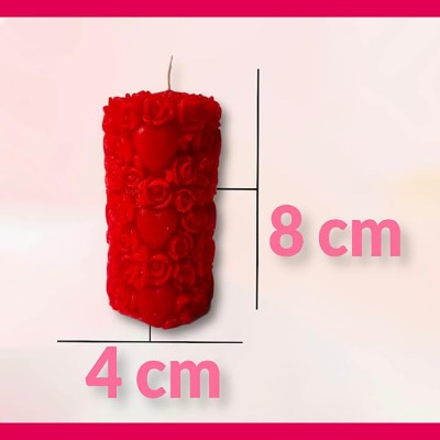 Wick-a-Roo Designer Romantic Scented Pillar Heart Candles for Valentine Day, Wedding, Anniversary, Home, Table Decoration and Special Events - Pack of 3 Piece, Red (Mogra)